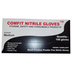 NITRILE POWDER FREE GLOVES-100 BLACK MEDIUM