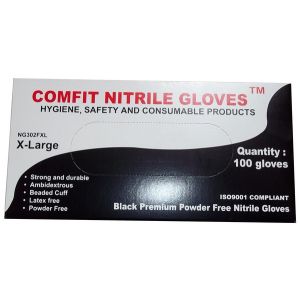 NITRILE POWDER FREE GLOVES-100 BLACK EXTRA LARGE