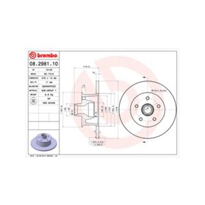 Front Solid Brake Disc - 278mm Diameter