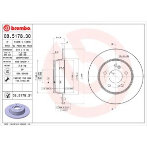 Rear Solid Brake Disc Pair Coated - 278mm Diameter