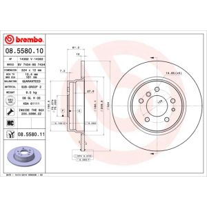 Rear Solid Brake Disc Pair Coated - 324mm Diameter