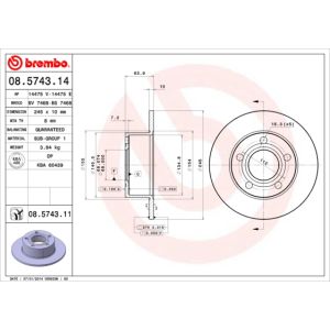 Rear Solid Brake Disc Pair Coated - 245mm Diameter