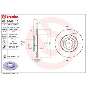 Rear Solid Brake Disc Pair Coated - 239mm Diameter