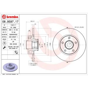 Rear Solid Brake Disc - 280mm Diameter