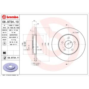 Rear Solid Brake Disc Pair Coated - 280mm Diameter