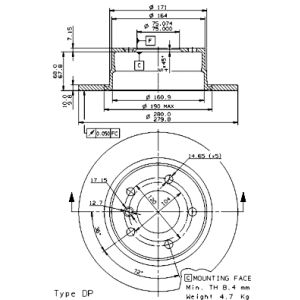 Rear Solid Brake Disc Pair Coated - 280mm Diameter