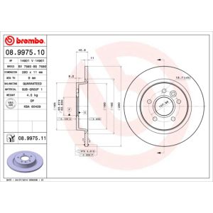 Rear Solid Brake Disc Pair Coated - 280mm Diameter