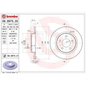 Rear Solid Brake Disc Pair Coated - 280mm Diameter