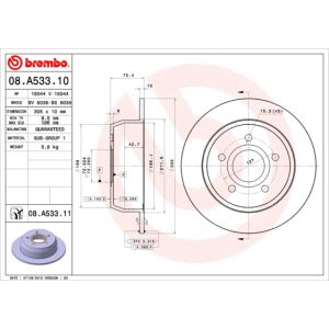 Rear Solid Brake Disc Pair Coated - 305mm Diameter