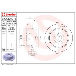 Rear Solid Brake Disc Pair Coated - 274mm Diameter