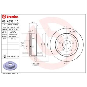 Rear Solid Brake Disc Pair Coated - 285mm Diameter