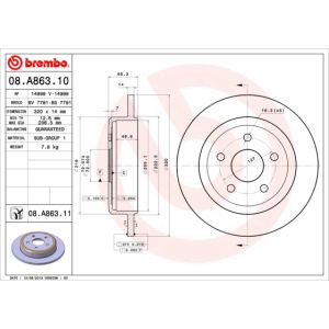 Rear Solid Brake Disc Pair Coated - 320mm Diameter