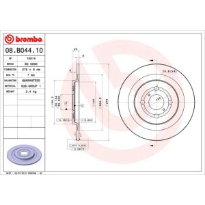 REAR SOLID BRAKE DISC PAIR - 278MM DIAMETER