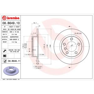 Rear Solid Brake Disc Pair Coated - 280mm Diameter