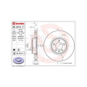 Front Vented Brake Disc - 349mm Diameter