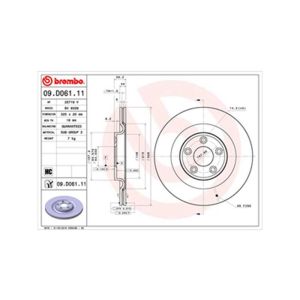 Rear Vented Brake Disc Pair - 325mm Diameter