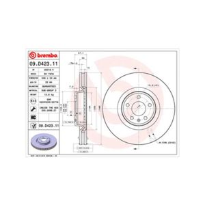 Front Vented Brake Disc - 349mm Diameter