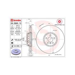 Front Vented Brake Disc - 374mm Diameter