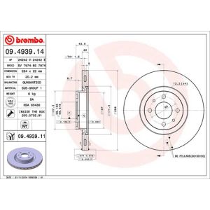 Front Vented Brake Disc Pair Coated - 284mm Diameter