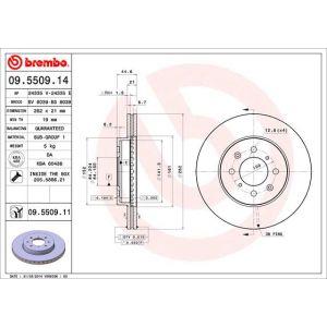 Front Vented Brake Disc Pair Coated - 262mm Diameter