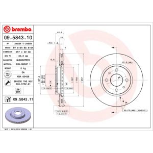 Front Vented Brake Disc Pair Coated - 257mm Diameter