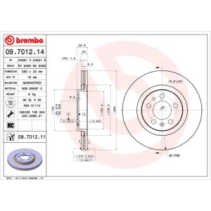 Front Vented Brake Disc Pair Coated - 280mm Diameter