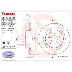 Rear Vented Brake Disc Pair Coated - 322mm Diameter