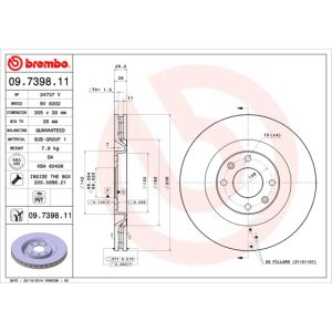 Front Vented Brake Disc Pair Coated - 305mm Diameter