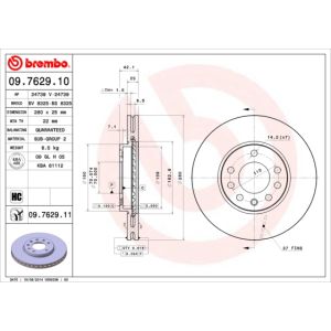 Front Vented Brake Disc Pair Coated - 280mm Diameter