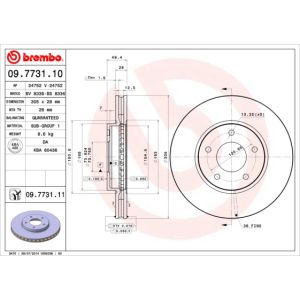 Front Vented Brake Disc Coated - 305mm Diameter