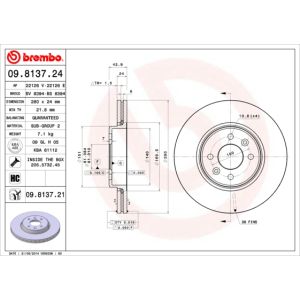 Front Vented Brake Disc Pair Coated - 280mm Diameter