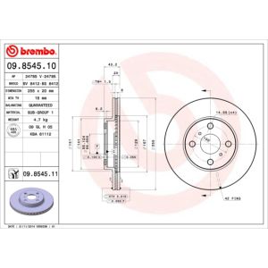 Front Vented Brake Disc Pair Coated - 255mm Diameter