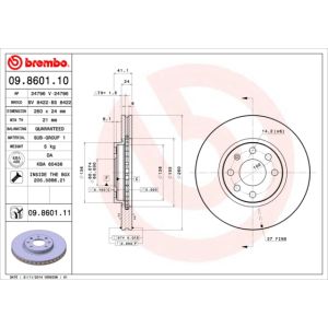 Front Vented Brake Disc Pair Coated - 260mm Diameter