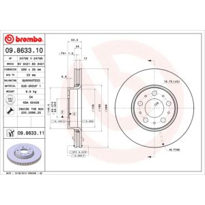 Front Vented Brake Disc Pair Coated - 286mm Diameter