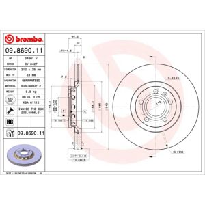 Front Vented Brake Disc Pair Coated - 312mm Diameter