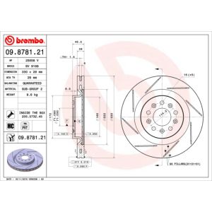 Rear Vented Brake Disc Coated - 330mm Diameter