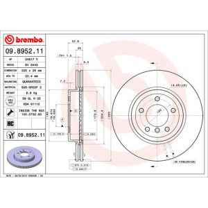 Front Vented Brake Disc Pair Coated - 325mm Diameter