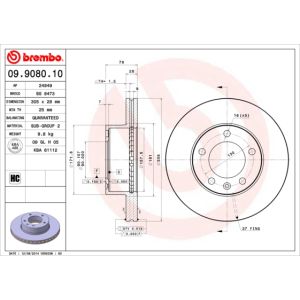 Front Vented Brake Disc - 305mm Diameter