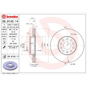 Front Vented Brake Disc Pair Coated - 288mm Diameter