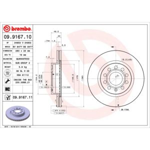 Front Vented Brake Disc Pair Coated - 280mm Diameter