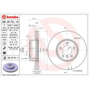 Front Vented Brake Disc Pair Coated - 324mm Diameter