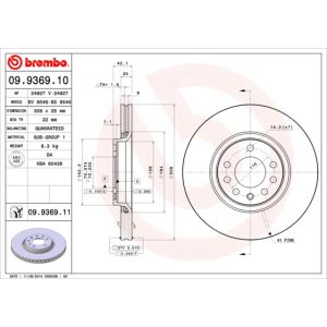 Front Vented Brake Disc Pair Coated - 308mm Diameter