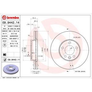 Front Vented Brake Disc Coated - 308mm Diameter