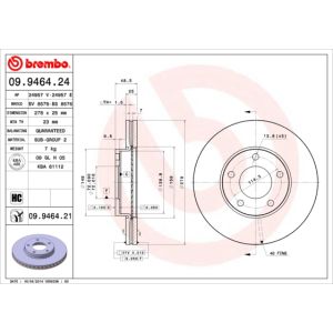 Front Vented Brake Disc Pair Coated - 278mm Diameter