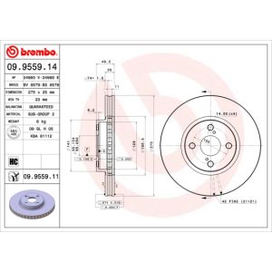 Front Vented Brake Disc Pair Coated - 275mm Diameter