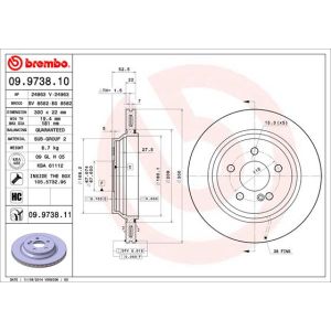 Rear Vented Brake Disc Pair Coated - 300mm Diameter