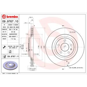 Rear Vented Brake Disc Pair Coated - 330mm Diameter