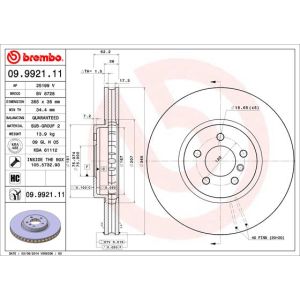 Front Vented Brake Disc Coated - 365mm Diameter