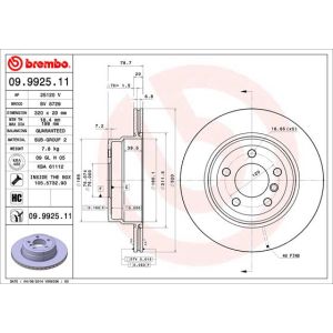 Rear Vented Brake Disc Pair Coated - 320mm Diameter