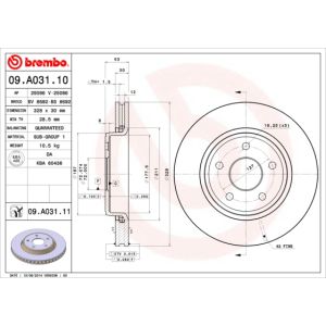 Front Vented Brake Disc Coated - 328mm Diameter